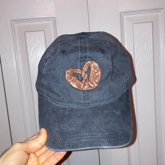 Accessories - Navy Cap with Embroidered Pretzel Design